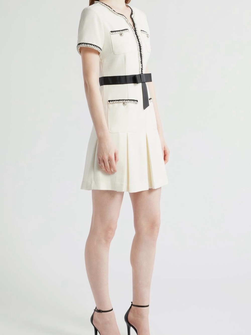 Tahari ASL Contrast Trim Short Sleeve Dress - Picture 3 of 6